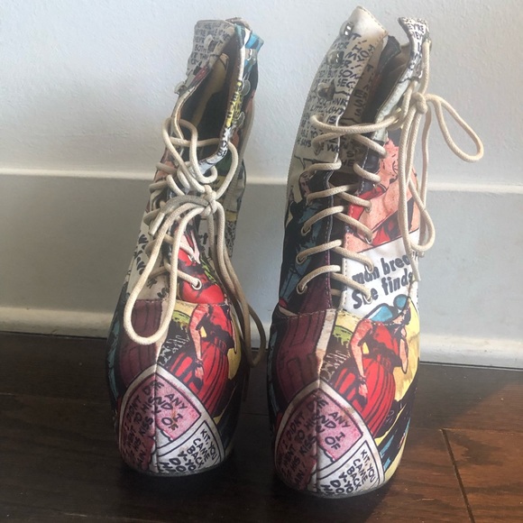 Black Milk x Jeffrey Campbell Damsel wedge bootie in sick of Men - Picture 2 of 3